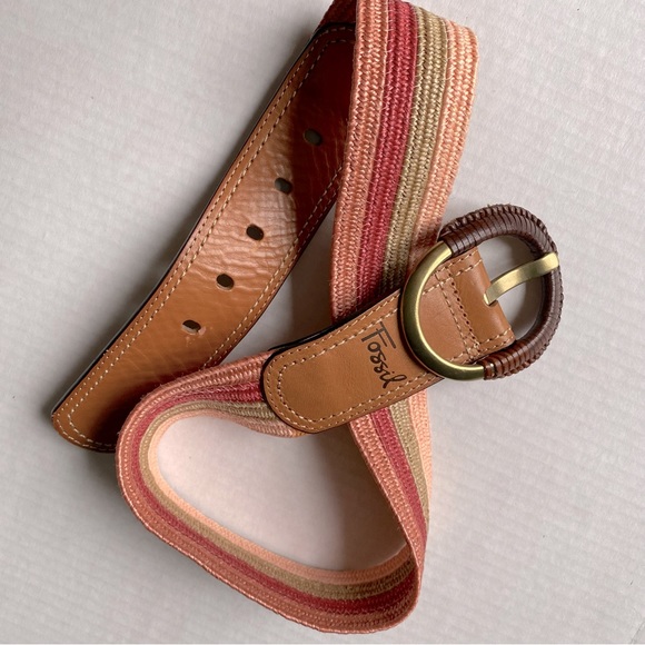 Fossil Bohemian Genuine Leather Multicolor Woven Belt - Picture 3 of 5